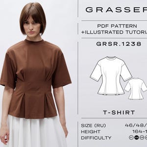T-Shirt Sewing Pattern PDF Digital Download | Sizes 46 / 48 / 50 (RU) | Model No. 1238