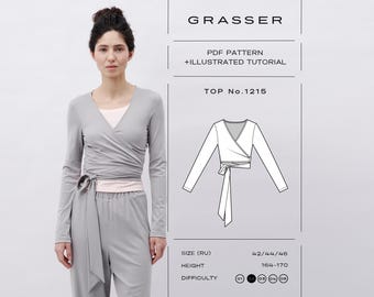 Balletcore Wrap Top PDF Sewing Pattern | Sizes 42 / 44 / 46 (RU) | Pattern No. 1215