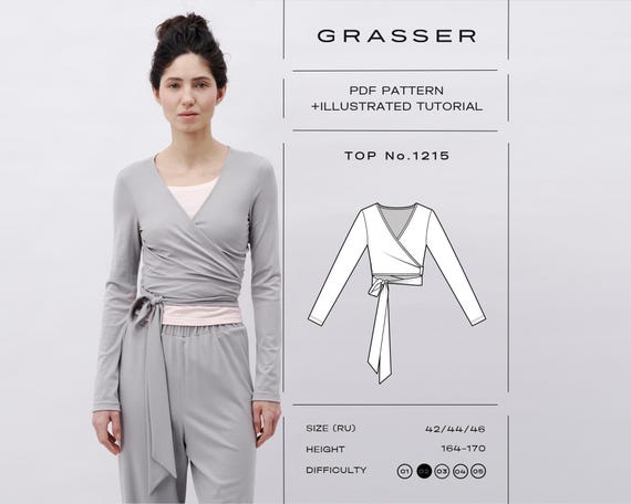 Balletcore Wrap Top PDF Sewing Pattern | Sizes 42 / 44 / 46 (RU) | Pattern No. 1215