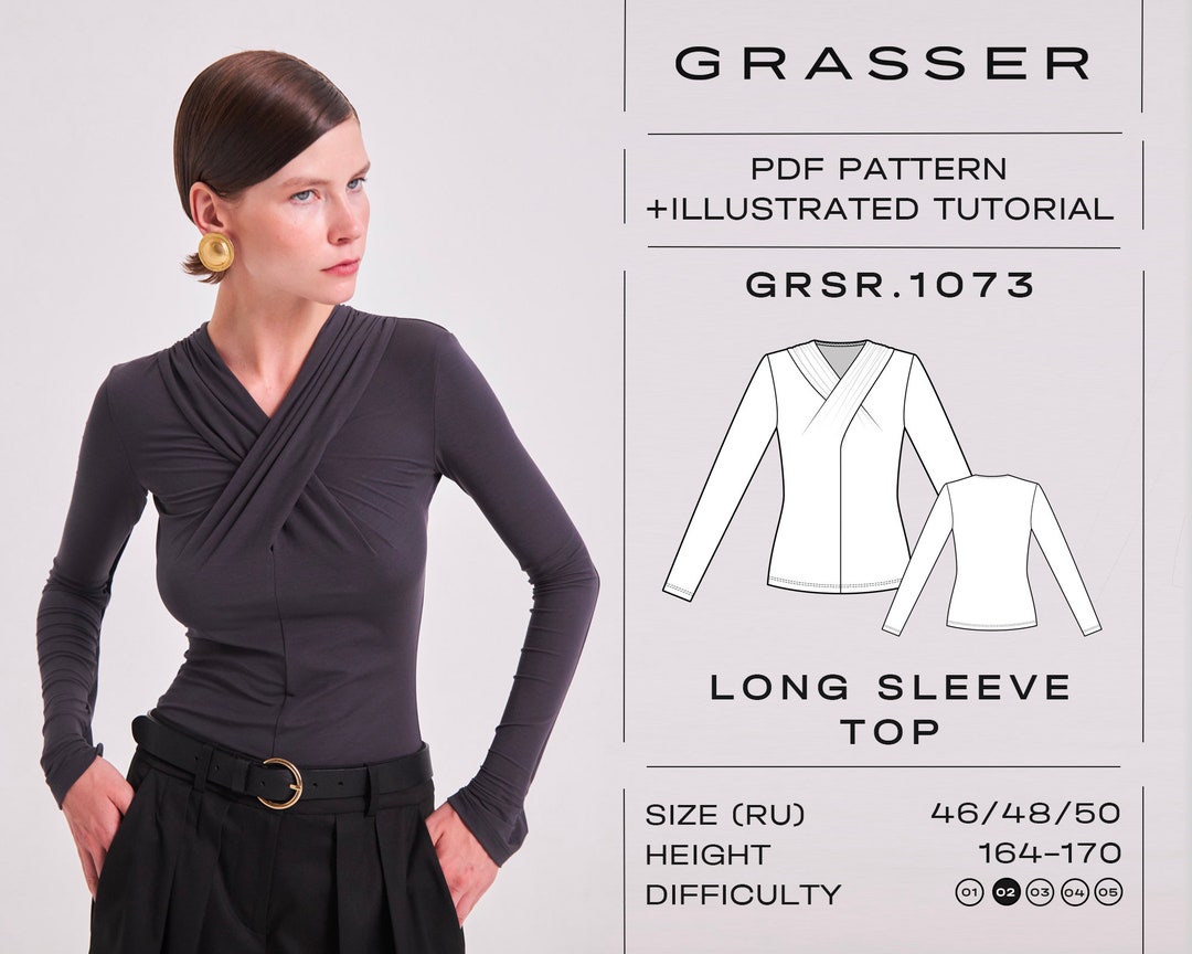 Long Sleeve Top Pdf Sewing Pattern for Beginners Sizes 46 / 48 / 50 (RU ...