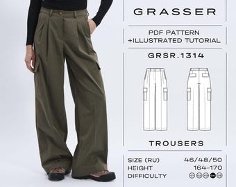 Cargo Trousers Sewing Pattern PDF | Sizes 46 / 48 / 50 (RU) | Grasser Pattern No. 1314