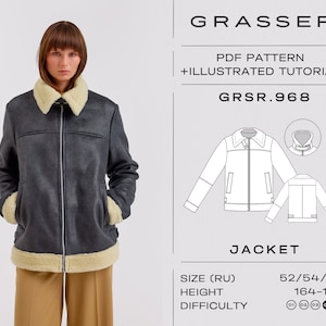 Patron de couture PDF de la veste | tailles 52 / 54 / 56 (RU) | modèle n ° 968