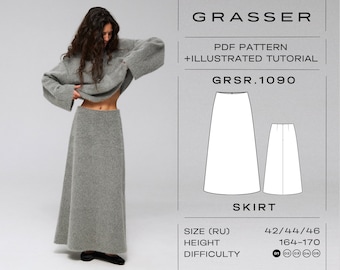 Maxi Skirt Sewing Pattern PDF | Sizes 42 / 44 / 46 (RU) | Grasser Pattern No. 1090