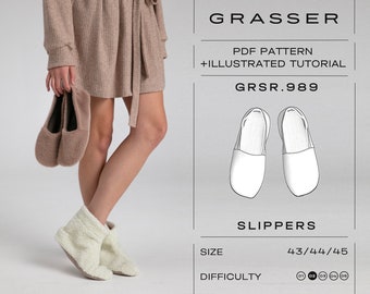 Slippers pdf sewing pattern sizes 43 / 44 / 45 | model No.989