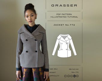 Patrón de costura para blazer en PDF, tallas 38 / 40 / 42 (RU) / Patrón Grasser n.° 772