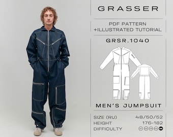 Schnittmuster PDF | Größen 48 / 50 / 52 (RU) | Muster Nr. 1040 | DIY Overall, Blaumann, Overall