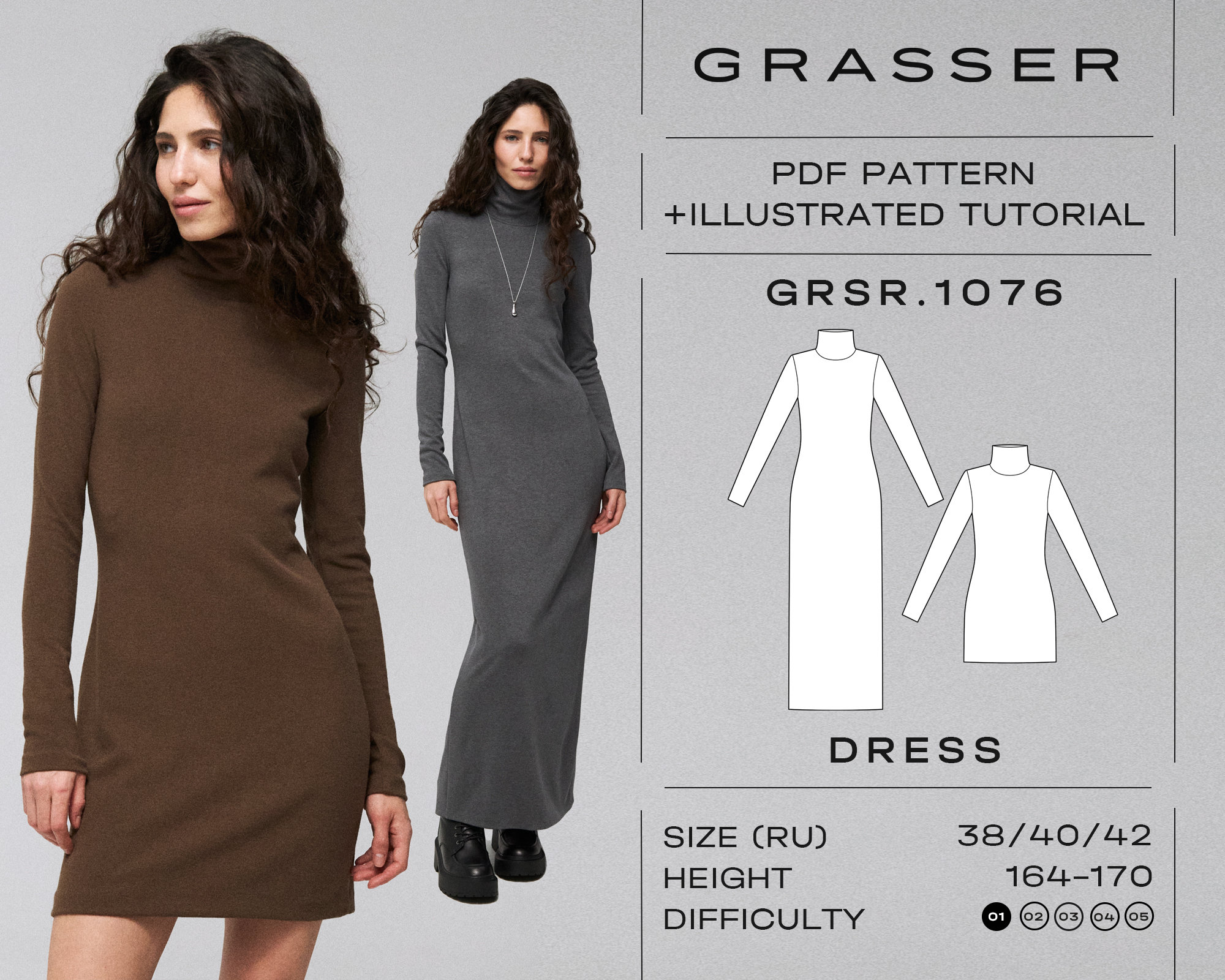 Simple Dress Pdf Sewing Pattern for Beginners | Sizes 38
