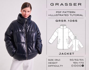Puffer jacket pdf sewing pattern for women | sizes 50 / 52 / 54 (RU) | model No. 1065