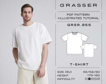 T-shirt Sewing Pattern PDF | Sizes 56 / 58 / 60 (RU) | Grasser Pattern No. 955