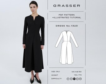 A-Linie Kleid Schnittmuster PDF | Größen 46 / 48 / 50 (RU) | Grasser-Muster Nr. 1323