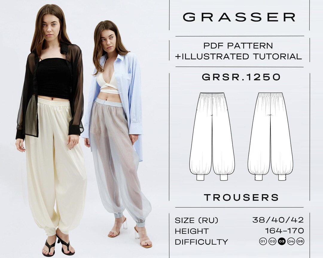 Balloon Trousers Sewing Pattern PDF | Harem Pants Digital Pattern ...