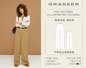 Straight Leg Trousers Sewing Pattern PDF | Sizes 42 / 44 / 46 (RU) | Model No. 906