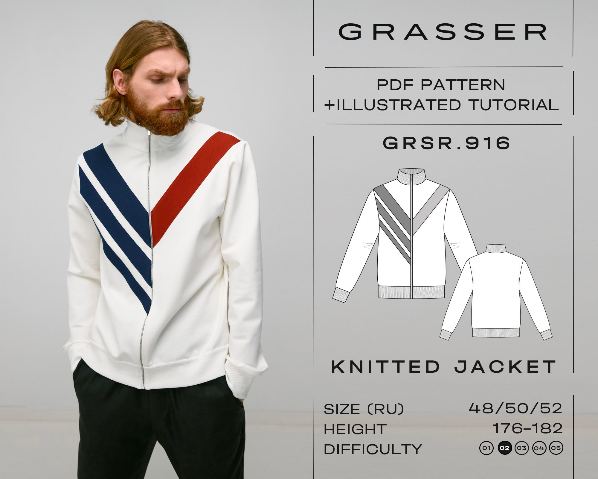 Track Jacket Sewing Pattern for Men | Sizes 48 / 50 / 52 (RU