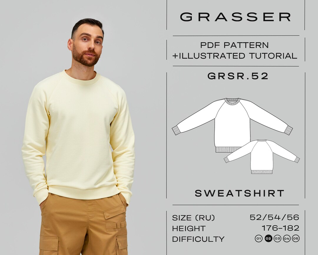 Men's Drop Shoulder Sweatshirt Sewing Pattern - A0004-22-V-05