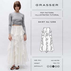Boho Flounce Skirt Sewing Pattern PDF | Sizes 46 / 48 / 50 (RU) | Grasser Pattern No. 1256