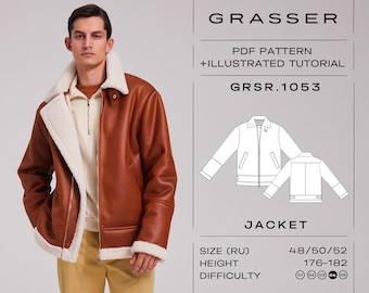 Aviator Jacket Pdf Sewing Pattern for Men | Sizes 48 / 50