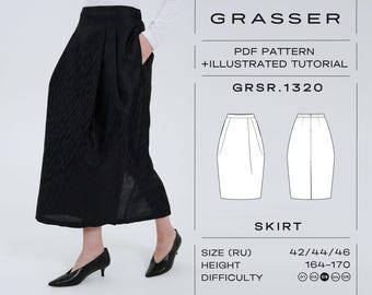 Tulip Midi Skirt Sewing Pattern PDF | Sizes 42 / 44 / 46 (RU) | Grasser Pattern No. 1320
