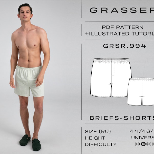 Briefs-shorts pdf sewing pattern for men | sizes 44 / 46 / 48 (RU) | model No. 994