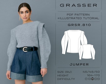 Jumper sewing pattern for women sizes 46 / 48 / 50 (RU) | model No. 810
