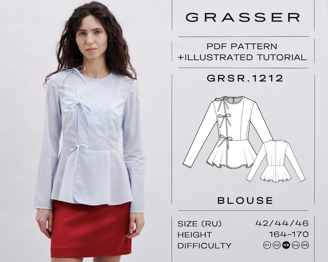 Peplum Blouse PDF Sewing Pattern for Women | DIY Flare Hem Top | Sizes ...