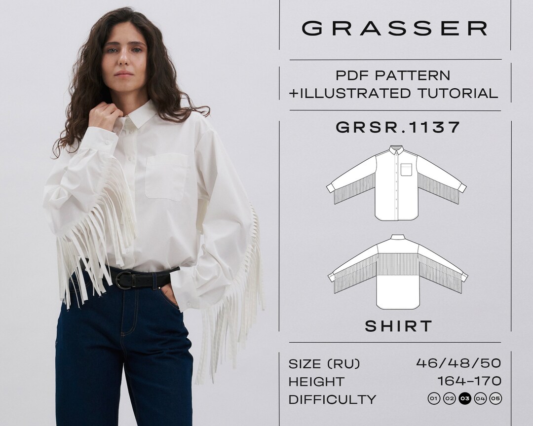 Fringe Shirt Pdf Sewing Pattern for Women | Sizes 46 / 48 / 50 (RU ...