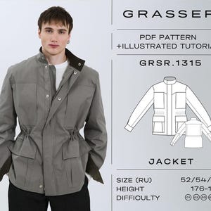 Cartamodello per giacca utility da uomo in PDF / Taglie 52 / 54 / 56 (RU) / Modello Grasser n. 1315