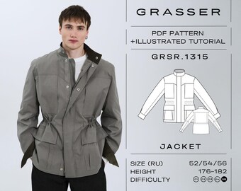 Men's Utility Jacket Sewing Pattern PDF | Sizes 52 / 54 / 56 (RU) | Grasser Pattern No. 1315