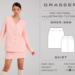 Skirt sewing pattern with tutorial | sizes 46 / 48 / 50 (RU) | model No.996