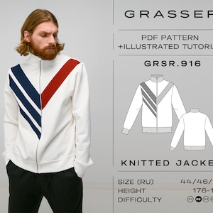 Track jacket sewing pattern for men | sizes 44 / 46 / 48 (RU) | model No. 916