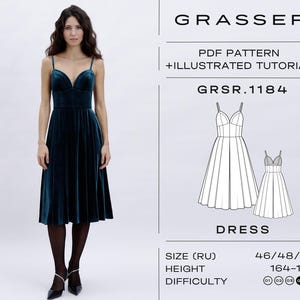 Bustier dress pdf sewing pattern with tutorial | sizes 46 / 48 / 50 (RU) | model No. 1184