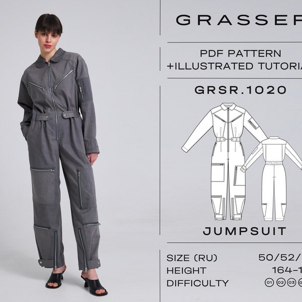 Jumpsuit sewing pattern for women | sizes 50 / 52 / 54 (RU) | model No. 1020