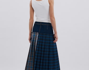◆ojos◆ Layered Yoke Skirt Khaki 21HS-1-SK02- KK OJOS | Layered Yoke Skirt - 트렌디한 카키 디자인