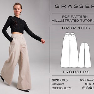 Palazzo trousers pdf sewing pattern for women sizes 42 / 44 / 46 (RU) | model No. 1007