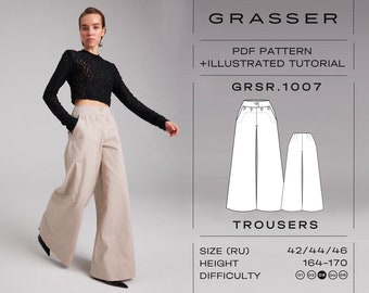 パンツ Brochure PHOTOGRAHER PANTS size L Palazzo Trousers Pdf Sewing Pattern for Women Sizes 38 / 40 / 42