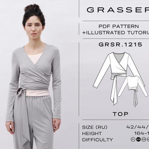 Balletcore Wrap Top PDF Sewing Pattern | Sizes 42 / 44 / 46 (RU) | Pattern No. 1215 | Digital Pattern for Women