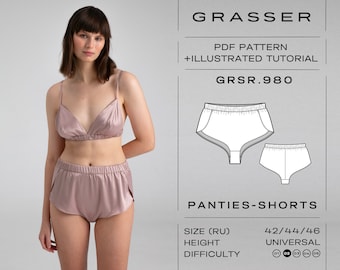 Panties-shorts pdf sewing pattern for women sizes 42 / 44 / 46 (RU) | model No.980