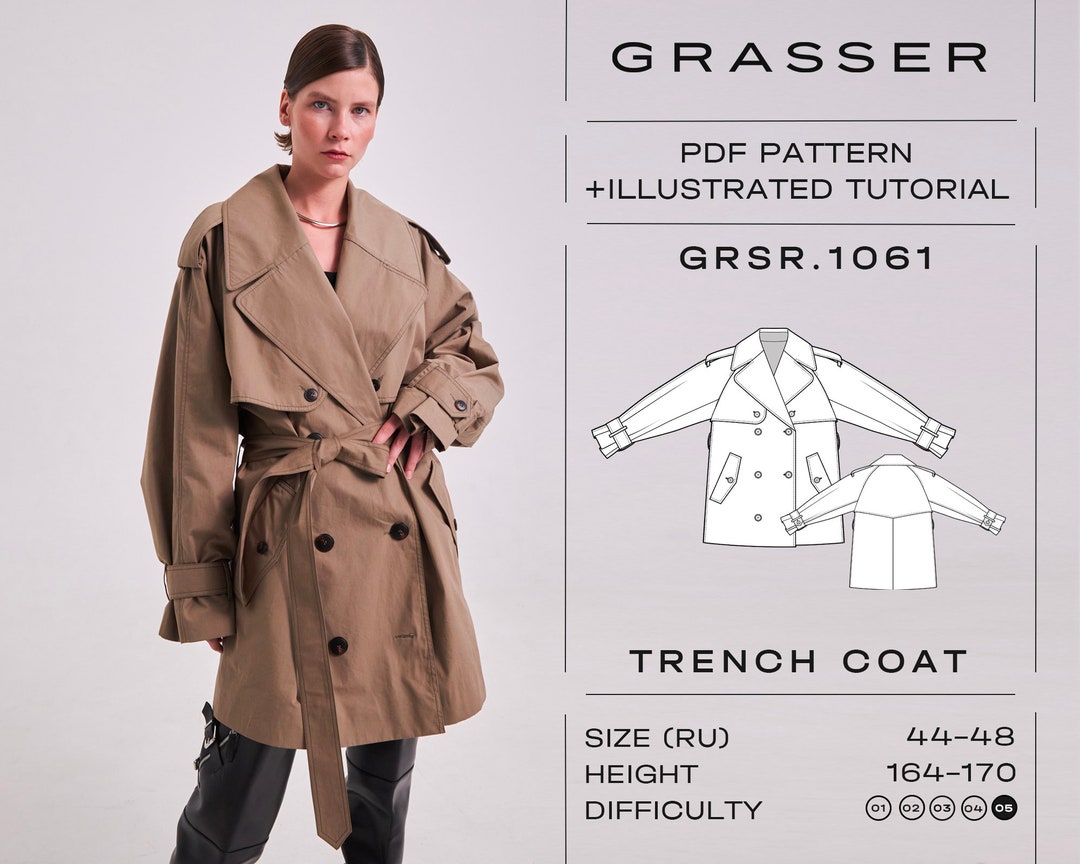 Oversize Trench Coat Pdf Sewing Pattern for Women Size 4448 RU Model No ...