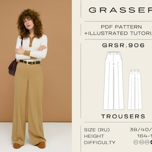 Straight trousers pdf sewing pattern for women sizes 38 / 40 / 42 (RU) | model No. 906