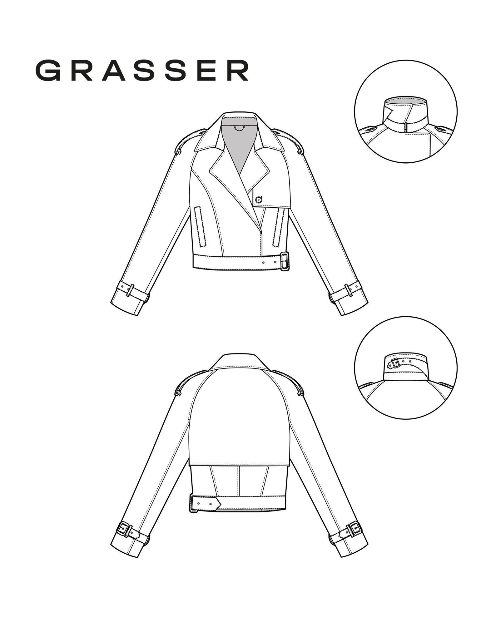 Cropped Leather Jacket PDF Sewing Pattern for Woman | Sizes 42 / 44 ...