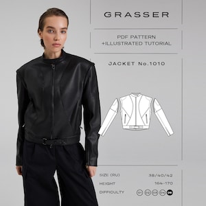 Leather Jacket Sewing Pattern PDF | Biker Vest DIY | Sizes 38 / 40 / 42 (RU) | Grasser Pattern No.1010