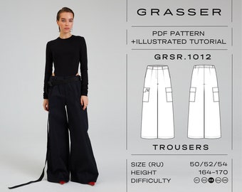Trousers sewing pattern for women sizes 50 / 52 / 54 (RU) | model No. 1012