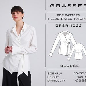 Blouse sewing pattern for women | sizes 50 / 52 / 54 (RU) | model No.1022
