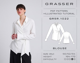 Blouse sewing pattern for women | sizes 50 / 52 / 54 (RU) | model No.1022