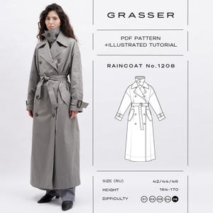 Trench Coat Sewing Pattern PDF | Sizes 42 / 44 / 46 (RU) | Grasser Pattern No.1208