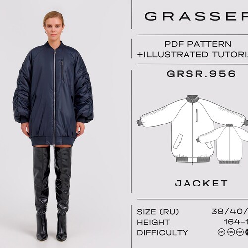 Leather Jacket Pdf Sewing Pattern for Women Sizes 42 / 44 / Etsy