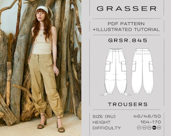 Cargo Pants Sewing Pattern PDF sizes 46 / 48 / 50 (RU) | model No. 845