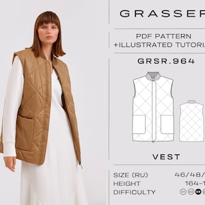 Vest PDF sewing pattern for women | sizes 46, 48, 50 (RU) | model No.964