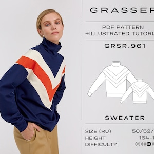 Sweater pdf sewing pattern No.961 sizes 50 / 52 / 54 (RU)