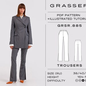 Trousers pdf sewing pattern for women sizes 38 / 40 / 42 (RU) | model No. 885