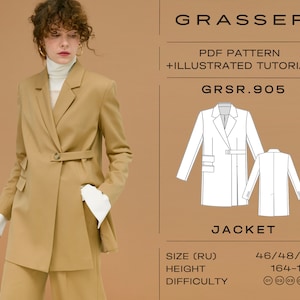 Suit Jacket Pdf Sewing Pattern for Women Sizes 46 48 50 RU Model No. 905 Etsy